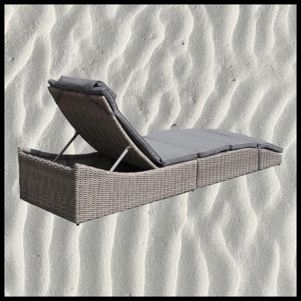 Recline in comfort with the Patio Wicker Chaise Lounge - Gray.